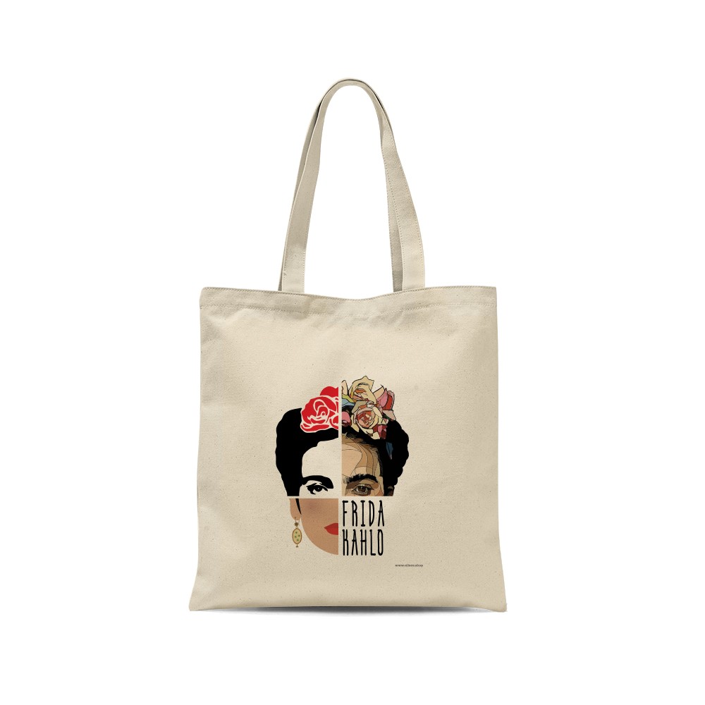 Frida Kahlo - Tote bag 100% cotone naturale o nero