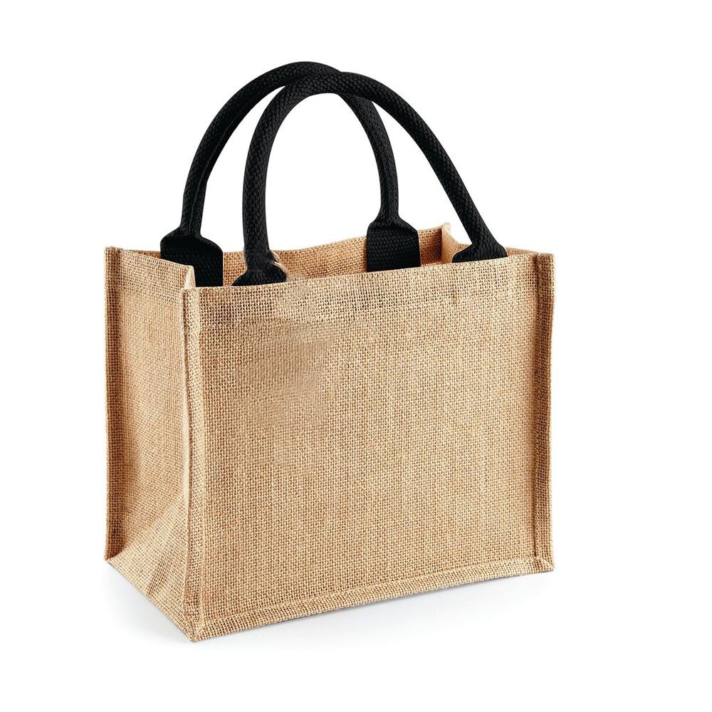 Borsa in Juta mini con manici neri