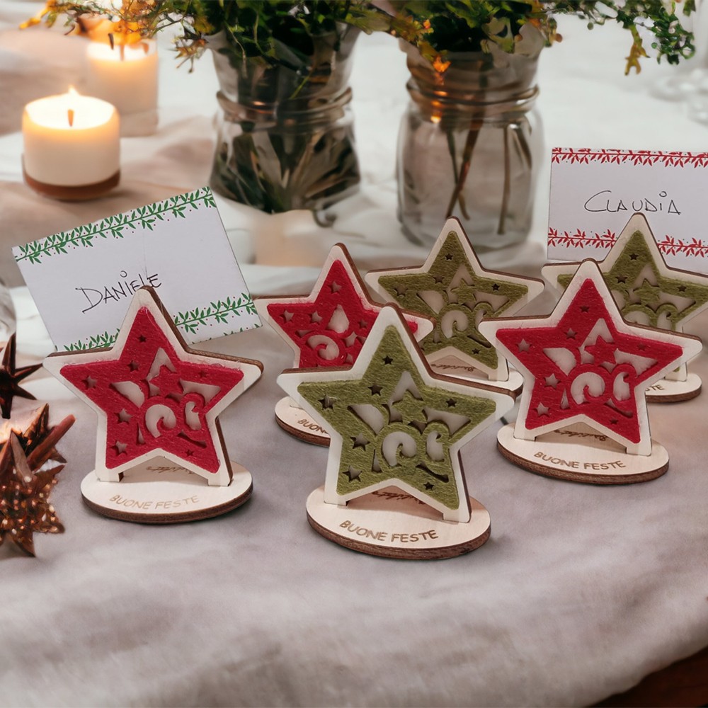 Segnaposto natalizi Set 6 pezzi Stella