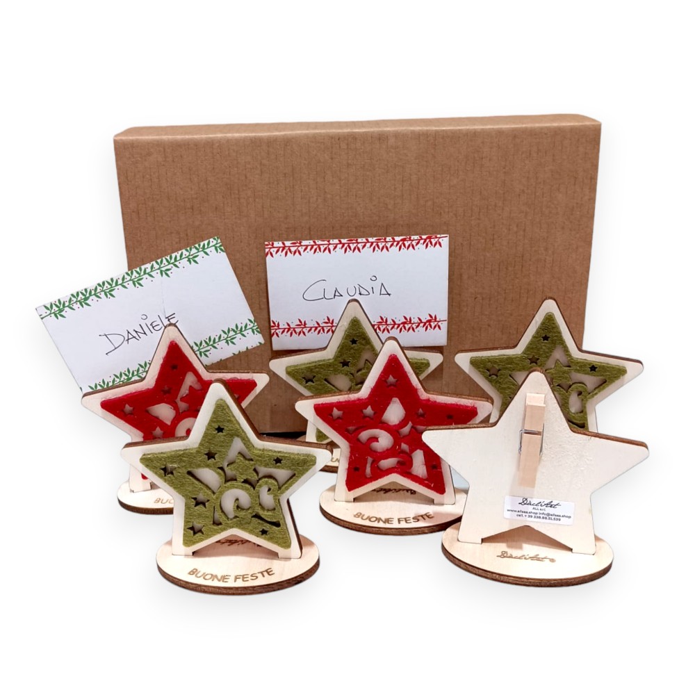 Segnaposto natalizi Set 6 pezzi Stella
