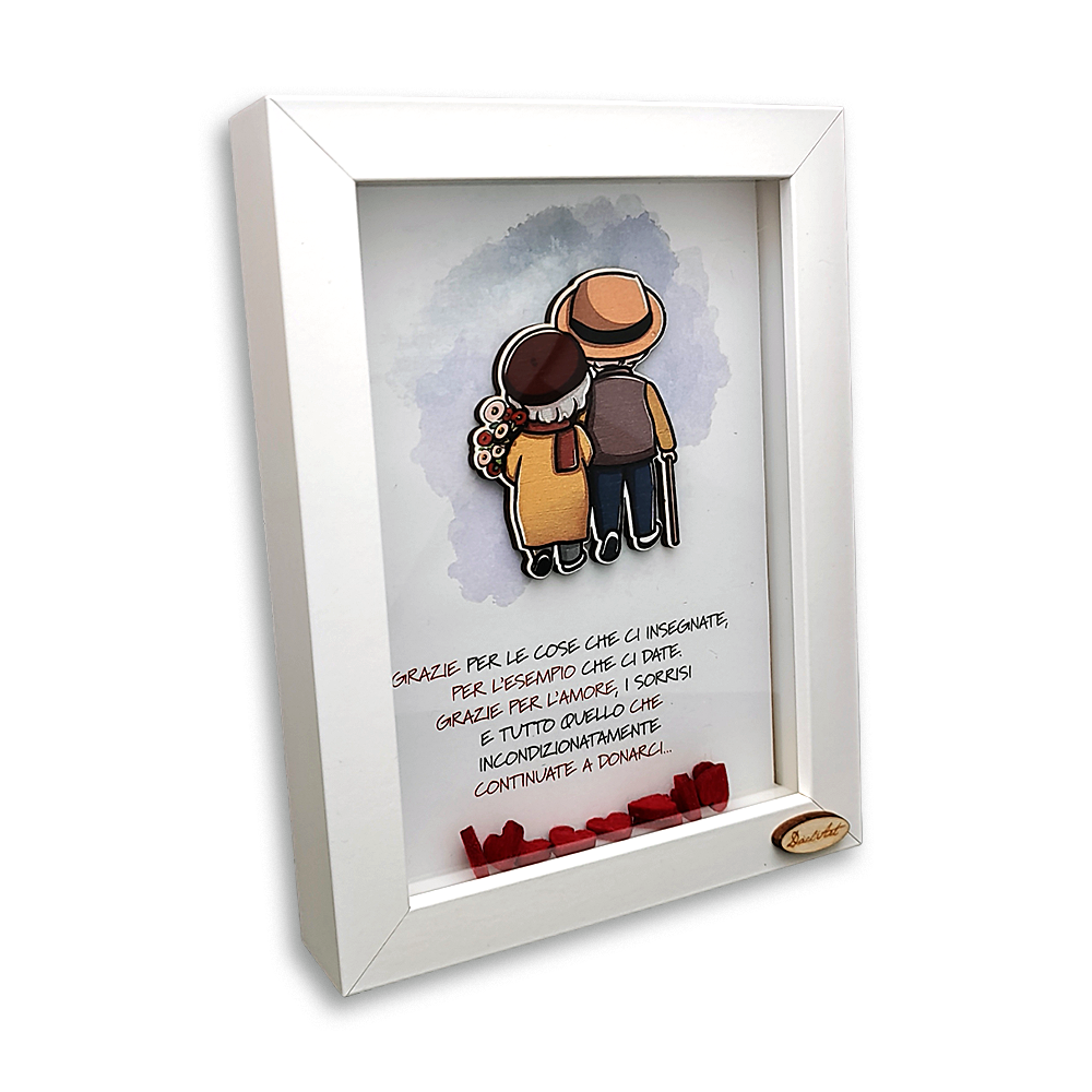 Quadretto bianco "Grazie Nonni"  idea regalo
