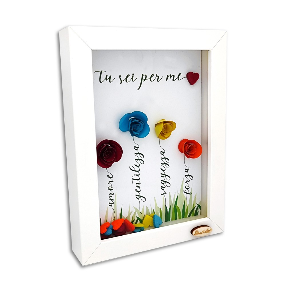 Quadretto bianco "Tu sei per me..."  idea regalo