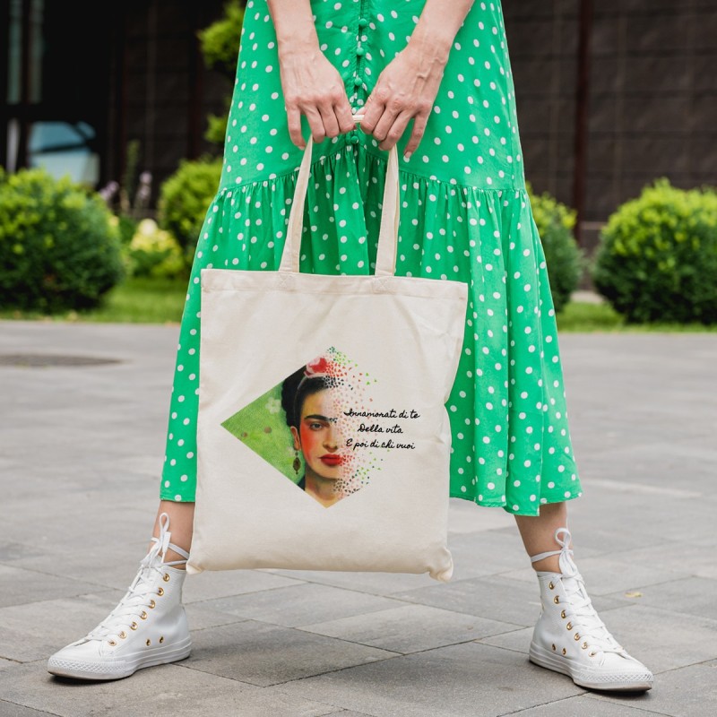 Frida Kahlo - Tote bag 100% cotone naturale o nero