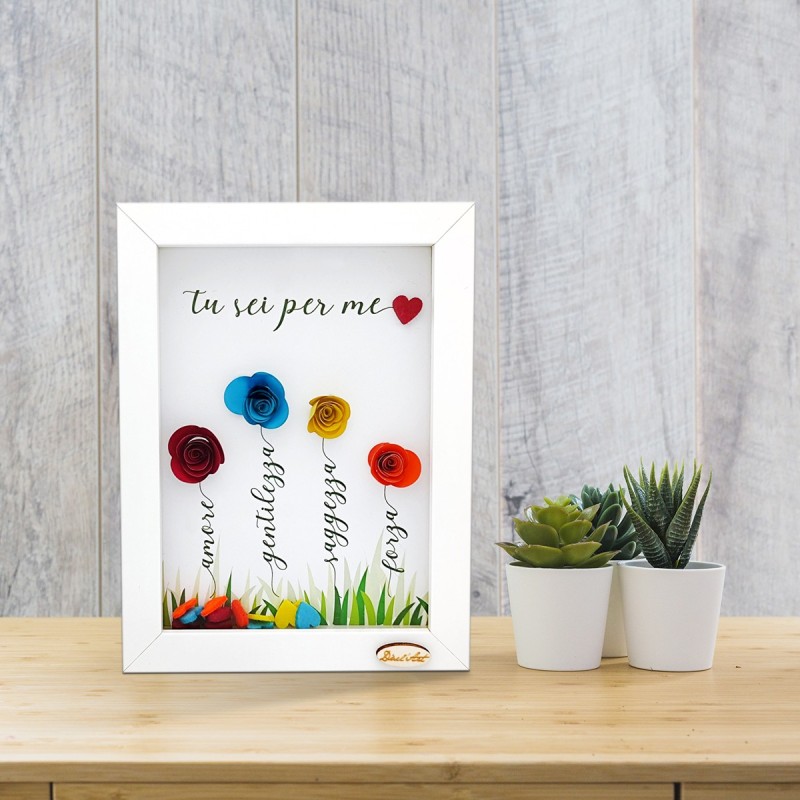 Quadretto bianco "Tu sei per me..."  idea regalo