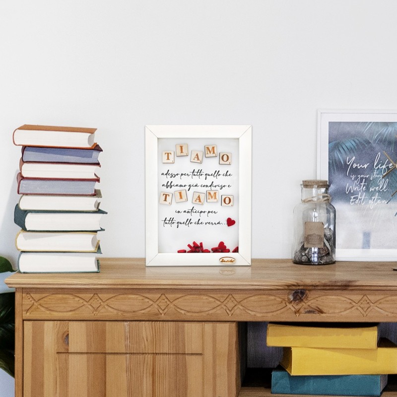 Quadretto bianco "Tu sei per me..."  idea regalo