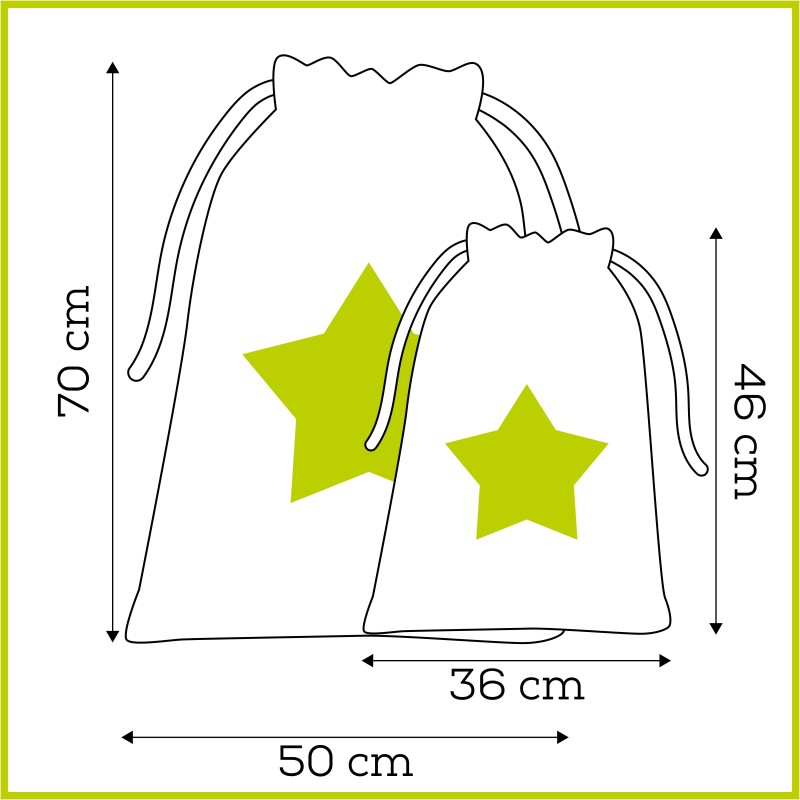 Sacco Natale personalizzabile "Elfo" + Stencil orma Babbo Natale