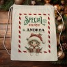 Sacco Natale personalizzabile "Elfo" + Stencil orma Babbo Natale