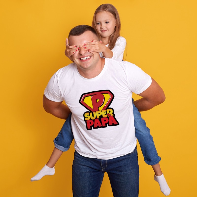 T-Shirt per uomo 100% cotone con scritta "Super Papà"