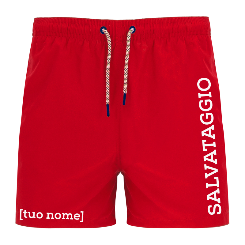 Costume Rosso Salvataggio Lifeguard Uomo