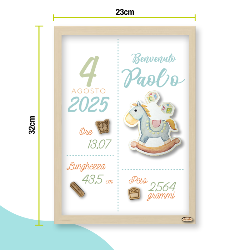 Cornice Nascita Personalizzata "Cavallo a Dondolo"