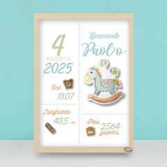 Cornice Nascita Personalizzata "Cavallo a Dondolo"
