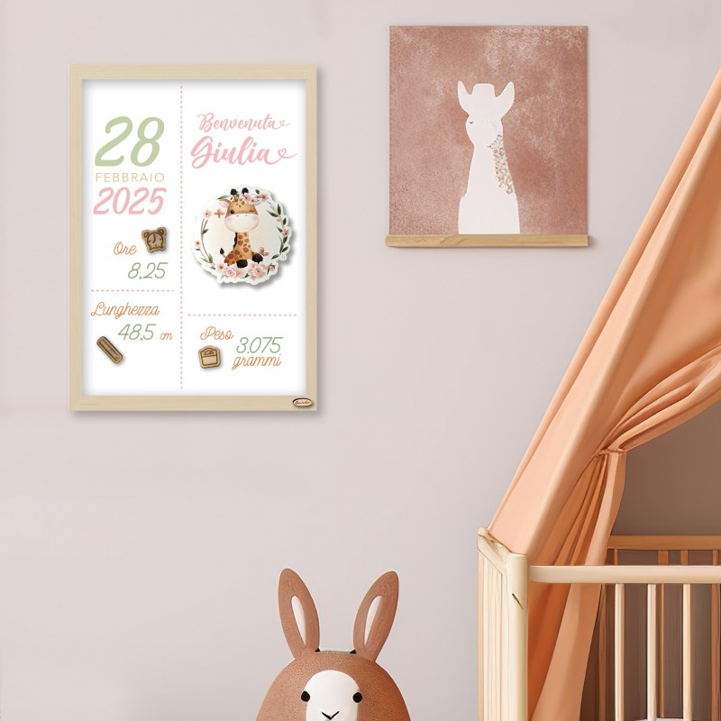 Cornice Nascita Personalizzata "Giraffa"