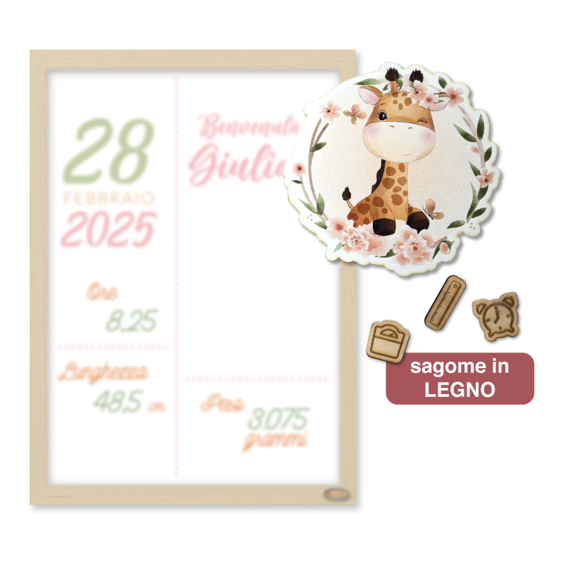 Cornice Nascita Personalizzata "Giraffa"