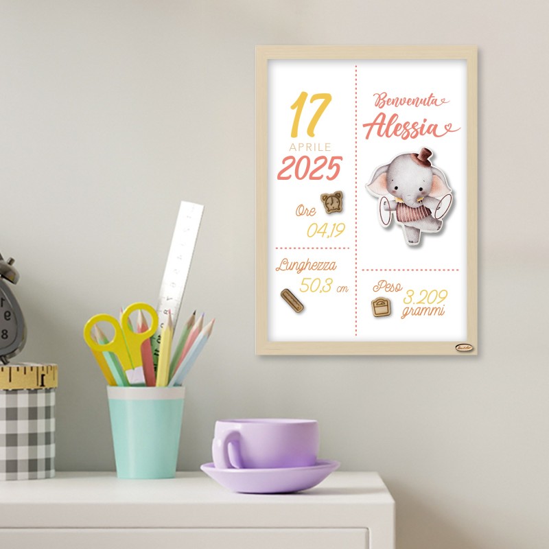 Cornice Nascita Personalizzata "Elefante"