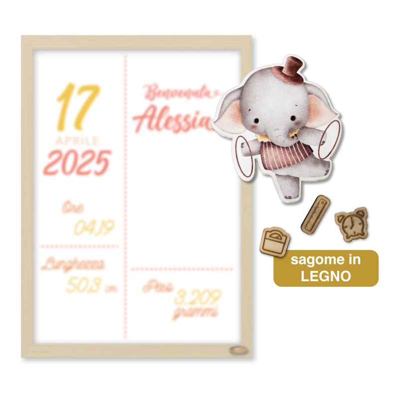 Cornice Nascita Personalizzata "Elefante"