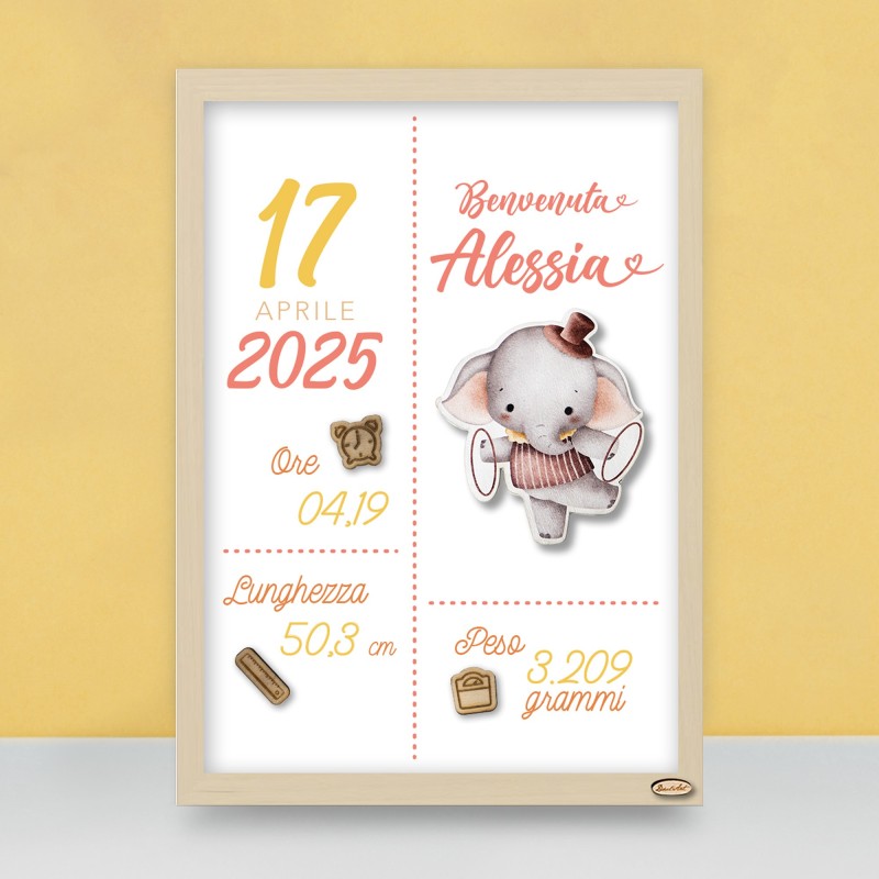 Cornice Nascita Personalizzata "Elefante"