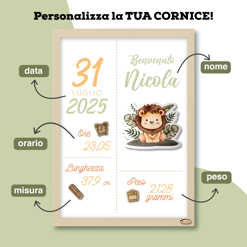 Cornice Nascita Personalizzata "Leone"