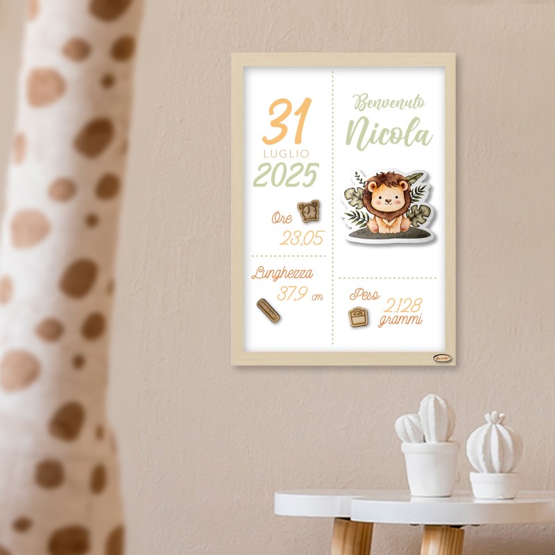 Cornice Nascita Personalizzata "Leone"