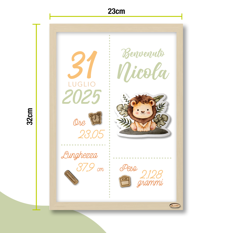 Cornice Nascita Personalizzata "Leone"