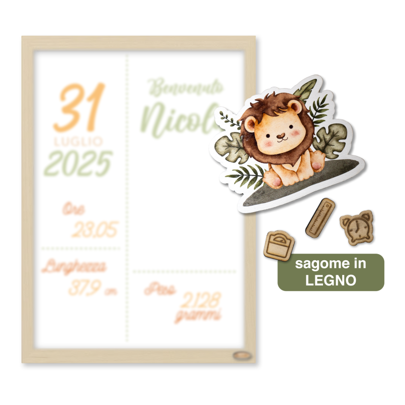 Cornice Nascita Personalizzata "Leone"