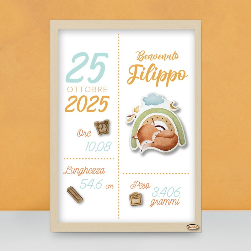 Cornice Nascita Personalizzata "Volpe"