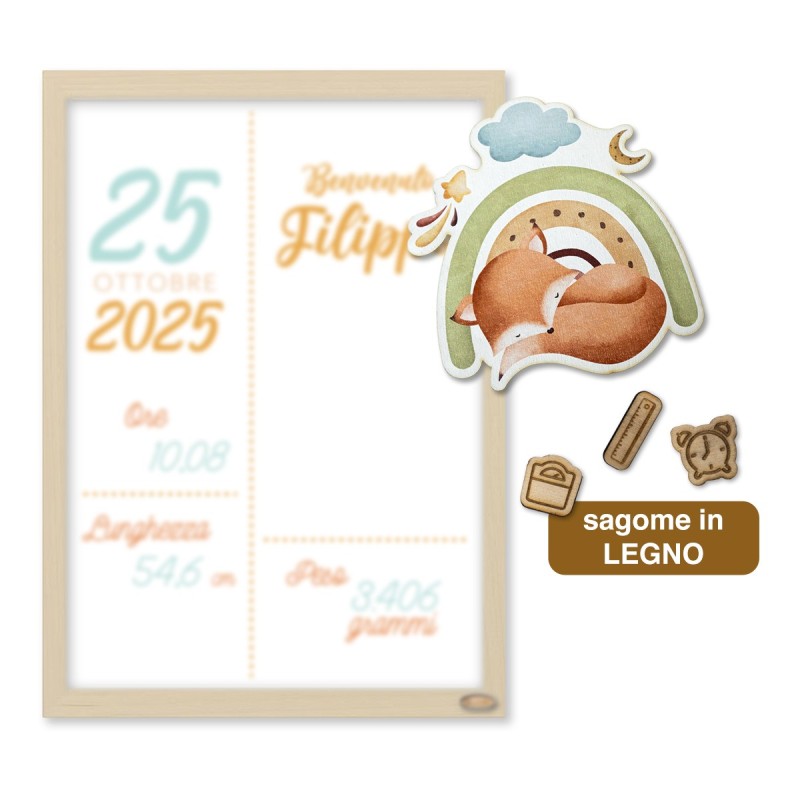 Cornice Nascita Personalizzata "Volpe"