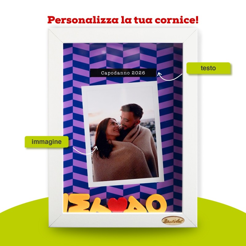 Dettaglio scritte 3D Ti Amo in cornice profonda shadow box