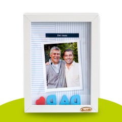 Dettaglio scritte 3D Papà DAD in cornice profonda shadow box