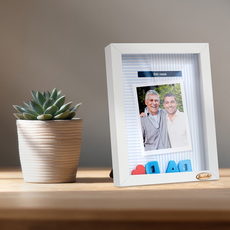 Dettaglio scritte 3D Papà DAD in cornice profonda shadow box